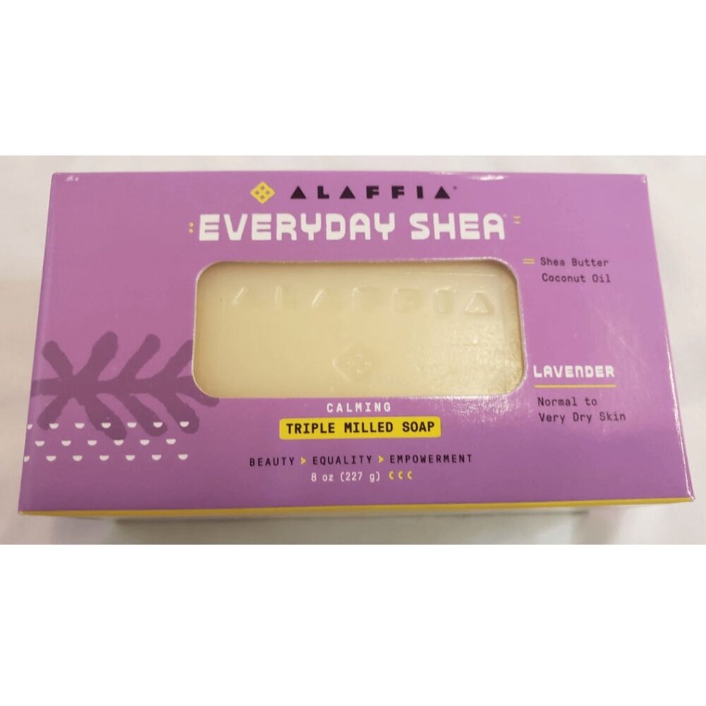 Alaffia Everyday Shea & Lavender Triple Milled Bar Soap Calming - Pack of 4